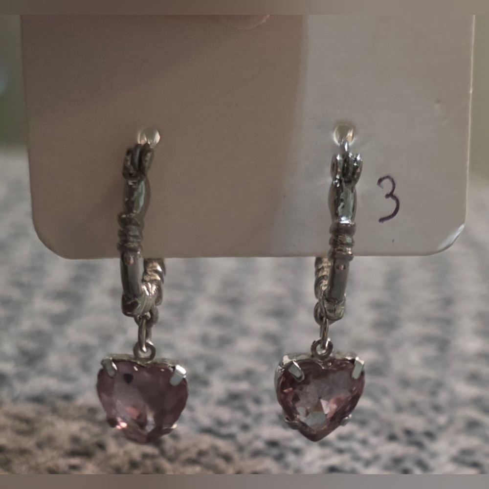 🥳 4/$20  #3.Hooped Silver Tone Heart Earrings
